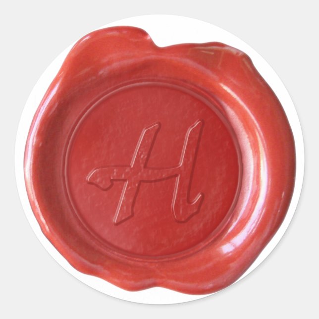 Wax Seal Monogram - Red - Artistic H - (Front)