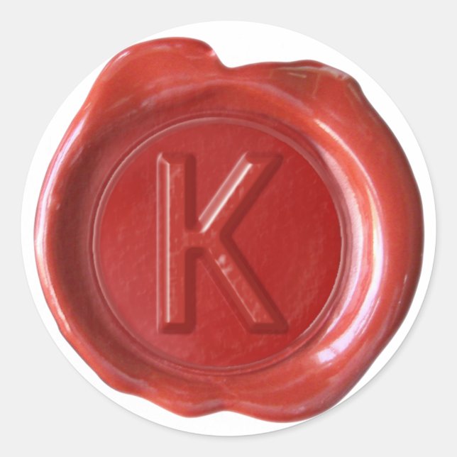Wax Seal Monogram - Red - Bold K - (Front)