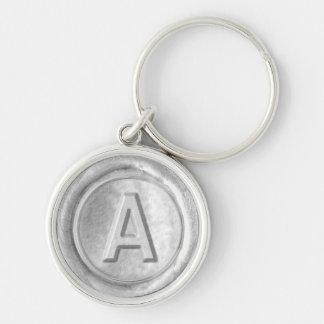 Wax Seal Monogram - Silver - Bold A - Keychain