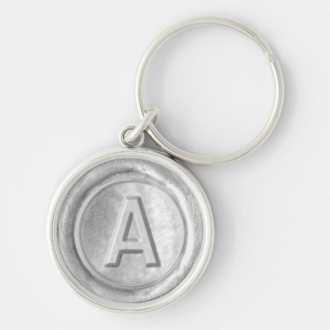 Wax Seal Monogram - Silver - Bold A - Keychain (Front)