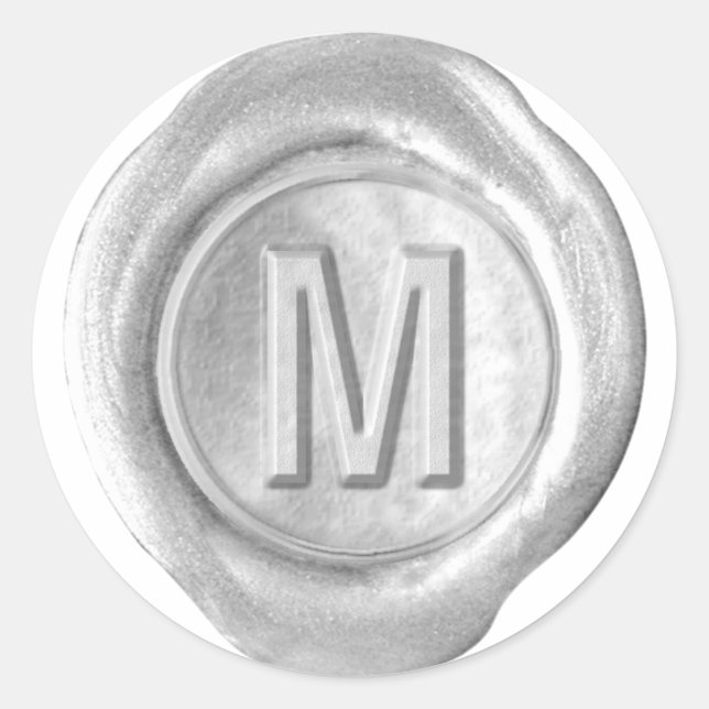 Wax Seal Monogram - Silver - Bold M - (Front)
