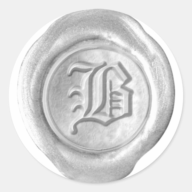 Wax Seal Monogram - Silver - Old English B - (Front)