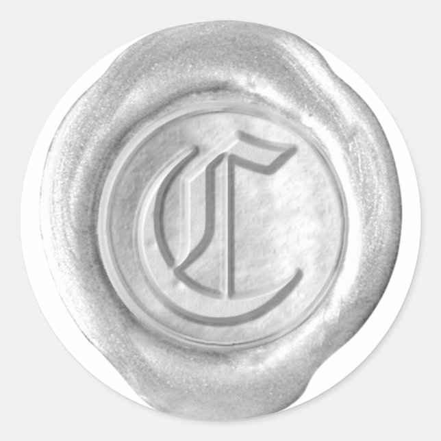 Wax Seal Monogram - Silver - Old English C - (Front)