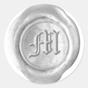 Wax Seal Monogram - Silver - Old English M -