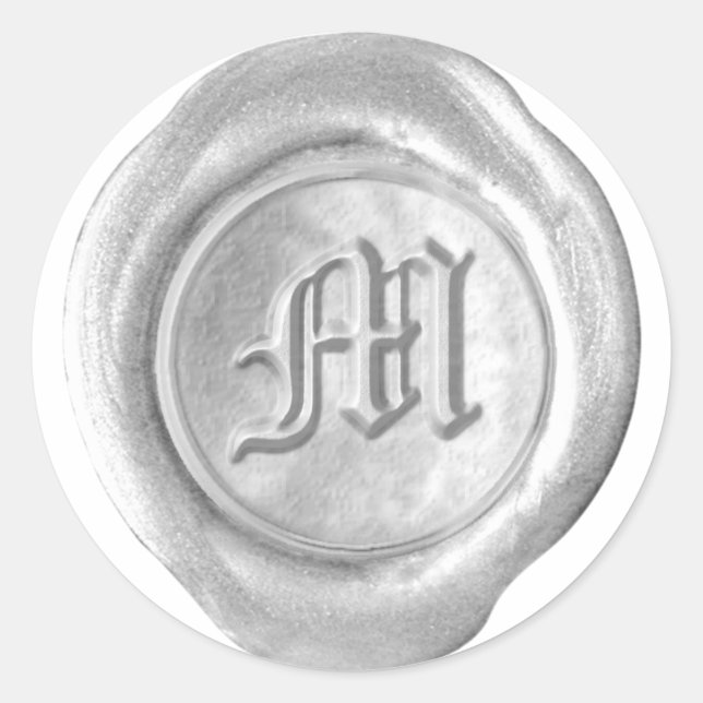 Wax Seal Monogram - Silver - Old English M - (Front)