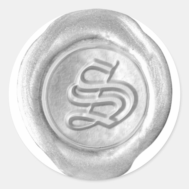 Wax Seal Monogram - Silver - Old English S - (Front)