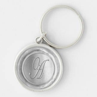 Wax Seal Monogram - Silver - Script A - Keychain