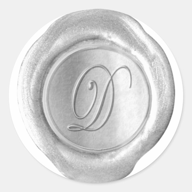Wax Seal Monogram - Silver - Script D - (Front)