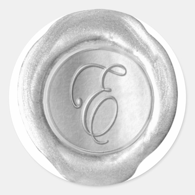 Wax Seal Monogram - Silver - Script E - (Front)