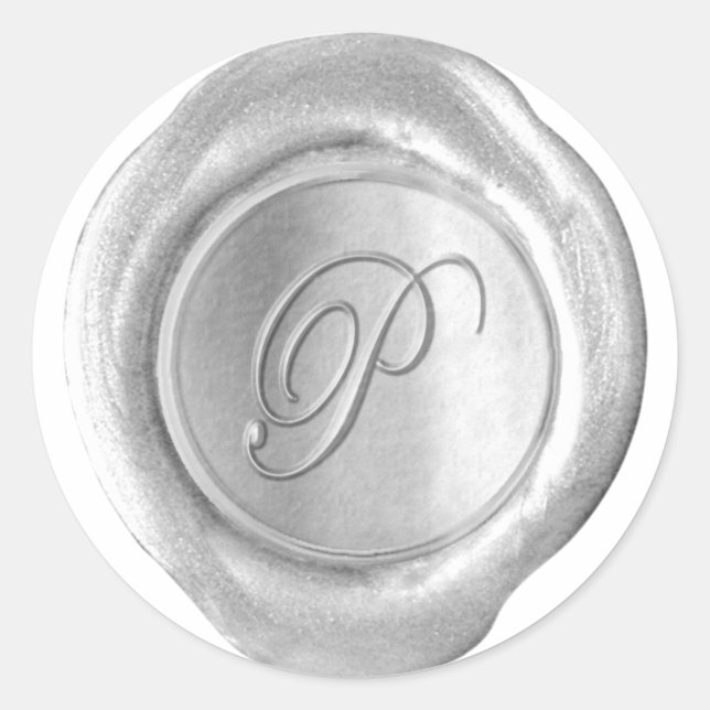 Wax Seal Monogram - Silver - Script P - (Front)