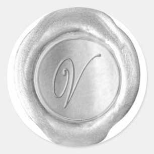 Wax Seal Monogram - Silver - Script V -