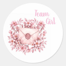 Wax Seal Pink Envelope Team Girl Gender Reveal