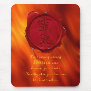 wax seal - REIKI & Precepts fire red waves Mouse Pad
