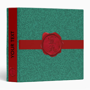 wax seal - REIKI & your text green splatter Binder