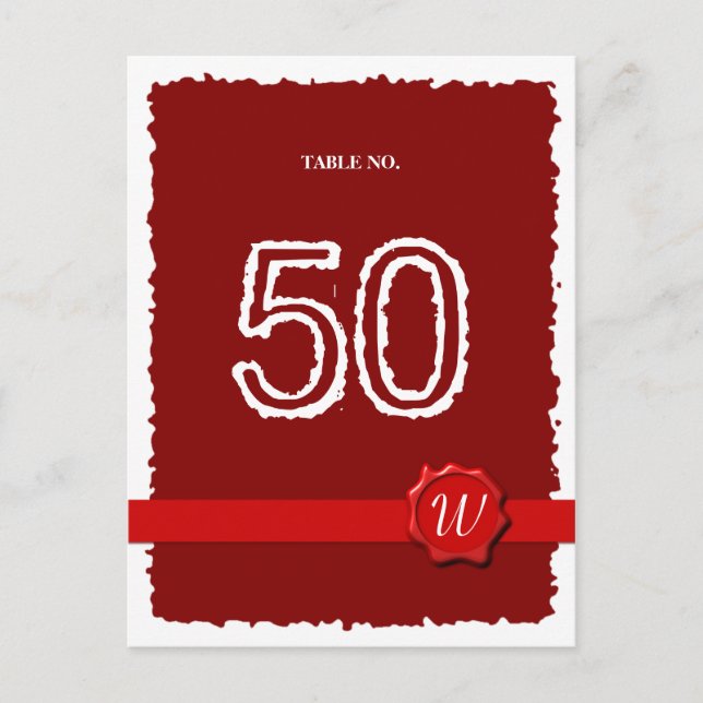 Wax Seal Table Number Postcard (Front)