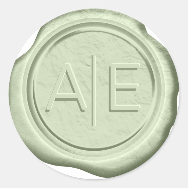 Wax Seal Wedding Accent Initials Green Tea ID515 (Front)