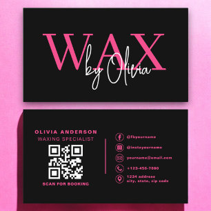 Wax Specialist Aesthetician QR Code Hot Pink Business Card