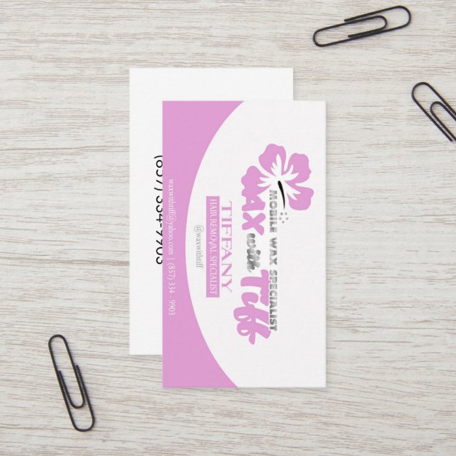 Wax with Tiff  Business Card (Front/Back In Situ)