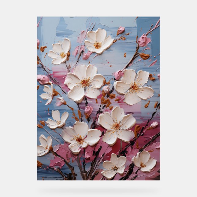Waxflower - Impasto Floral Acrylic Sign (Front)