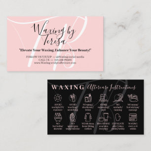 Waxing aftercare twelve advice instructions business card