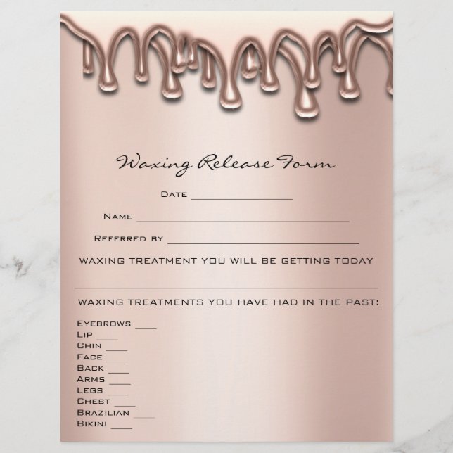 Waxing Depilation Liability Waiver Release Drips Flyer (Front)