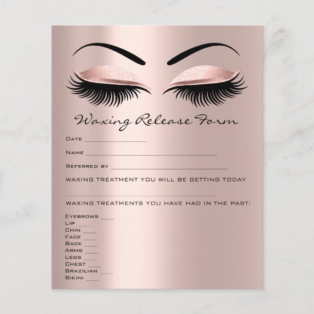 Waxing Depilation Liability Waiver Release Eyes Flyer (Front)