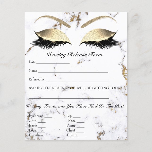 Waxing Depilation Liability Waiver Release Marble Flyer (Front)