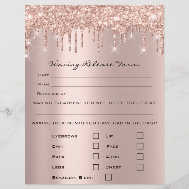 Waxing Depilation Liability Waiver Release Rose Flyer (Front)