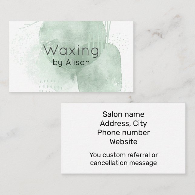 Waxing green watercolour  business card (Front/Back)