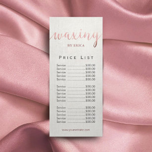 Waxing & Threading Manicure Pedicure Price List Rack Card