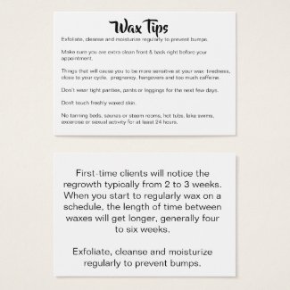 Waxing Tips client cards