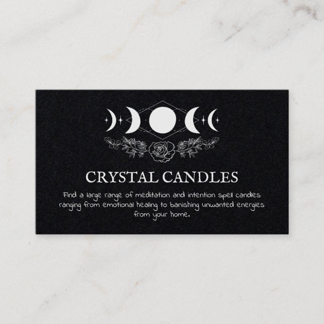 Waxing Waning Moon Crystal Candle Spell Business Card (Front)