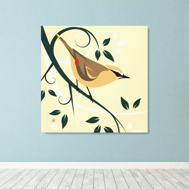 Waxwing Birds Canvas Print (Insitu(Wood Floor))