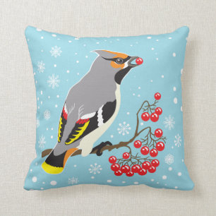 waxwing throw pillow