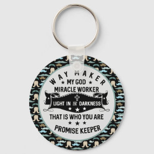 Way Maker Miracle Worker  Mustache  Christian Keychain