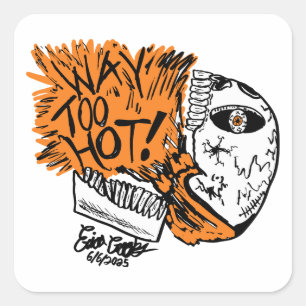 WAY TOO HOT! cartoon skull Square Sticker