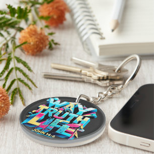 Way Truth Life Vibrant Neon Art Keychain