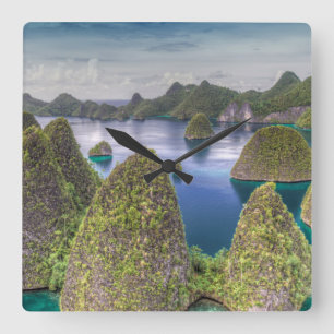 Wayag Island landscape, Indonesia Square Wall Clock