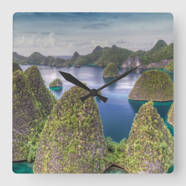 Wayag Island landscape, Indonesia Square Wall Clock (Front)