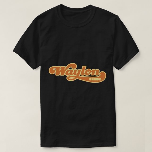 Waylon Jennings Script Logo Classic T-Shirt (Design Front)