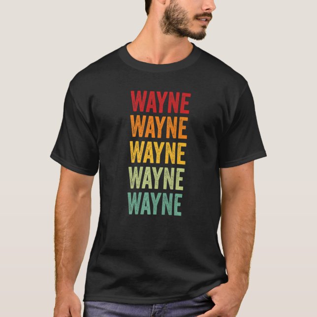 Wayne County North Carolina Rainbow Text T-Shirt (Front)