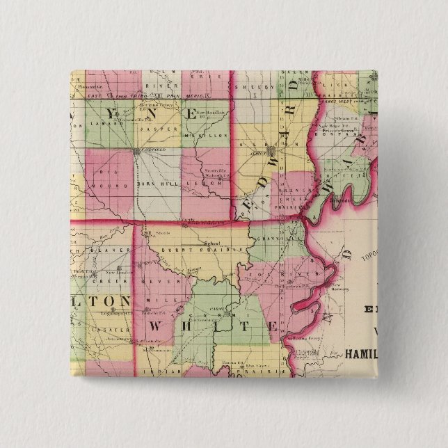 Wayne, Edwards, Wabash, Hamilton, White counties 2 Inch Square Button (Front)