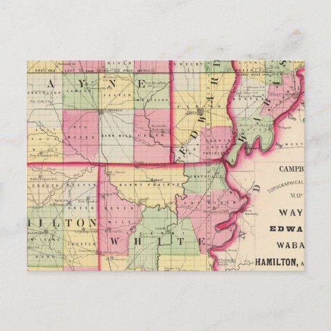 Wayne, Edwards, Wabash, Hamilton, White counties Postcard (Front)