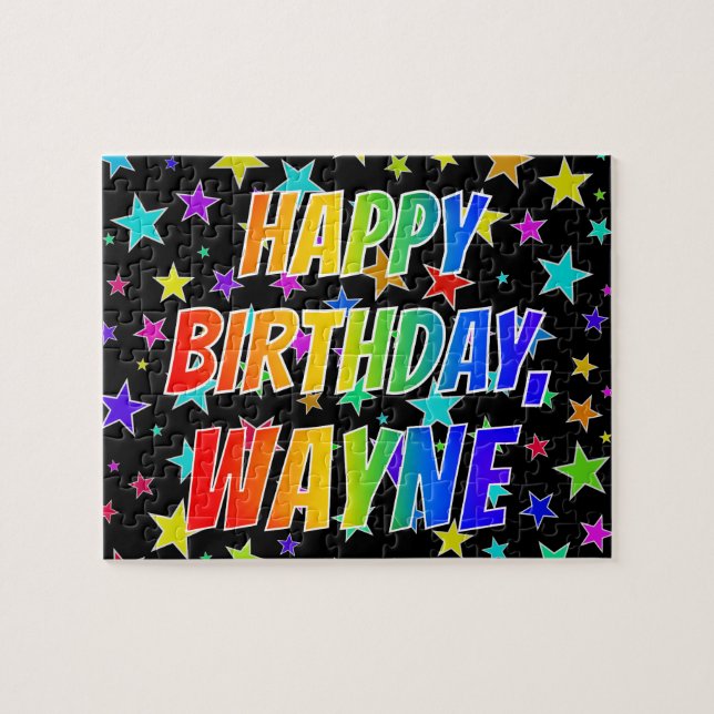 "WAYNE" First Name, Fun "HAPPY BIRTHDAY" Jigsaw Puzzle (Horizontal)