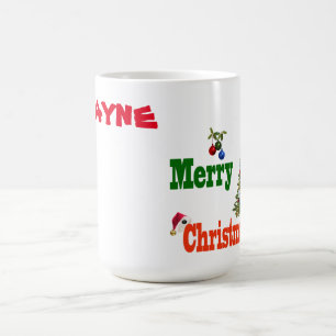 Wayne Name With Lawn Bowls Christmas Theme, Mug