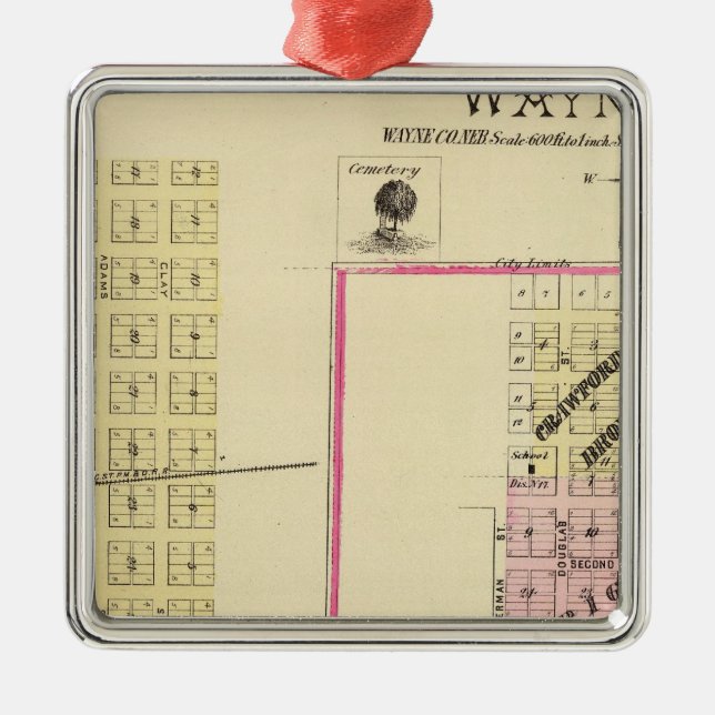 Wayne, Nebraska Metal Ornament (Front)