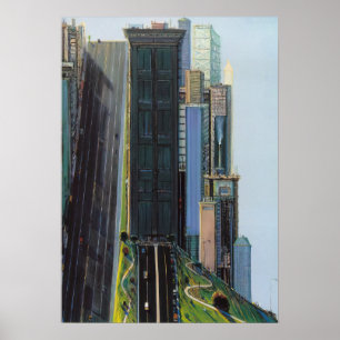 wayne thiebaud - hill street day city 1981 poster