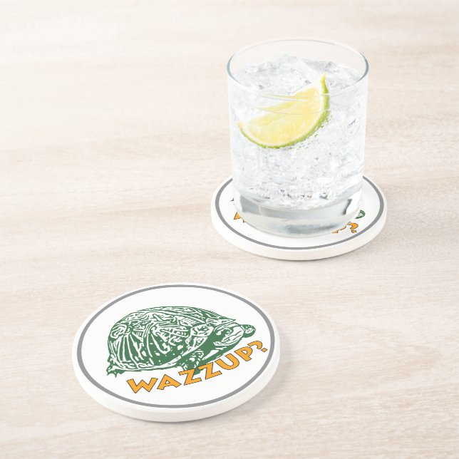 Wazzup - Turtle Sandstone Drink Coaster (Side)