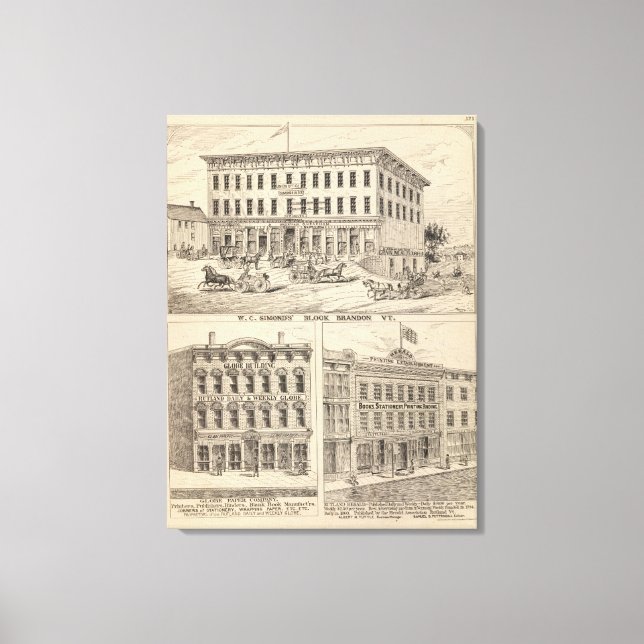 WC Simond's' Block in Brandon Canvas Print (Front)