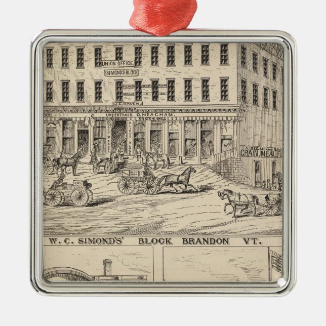 WC Simond's' Block in Brandon Metal Ornament (Front)